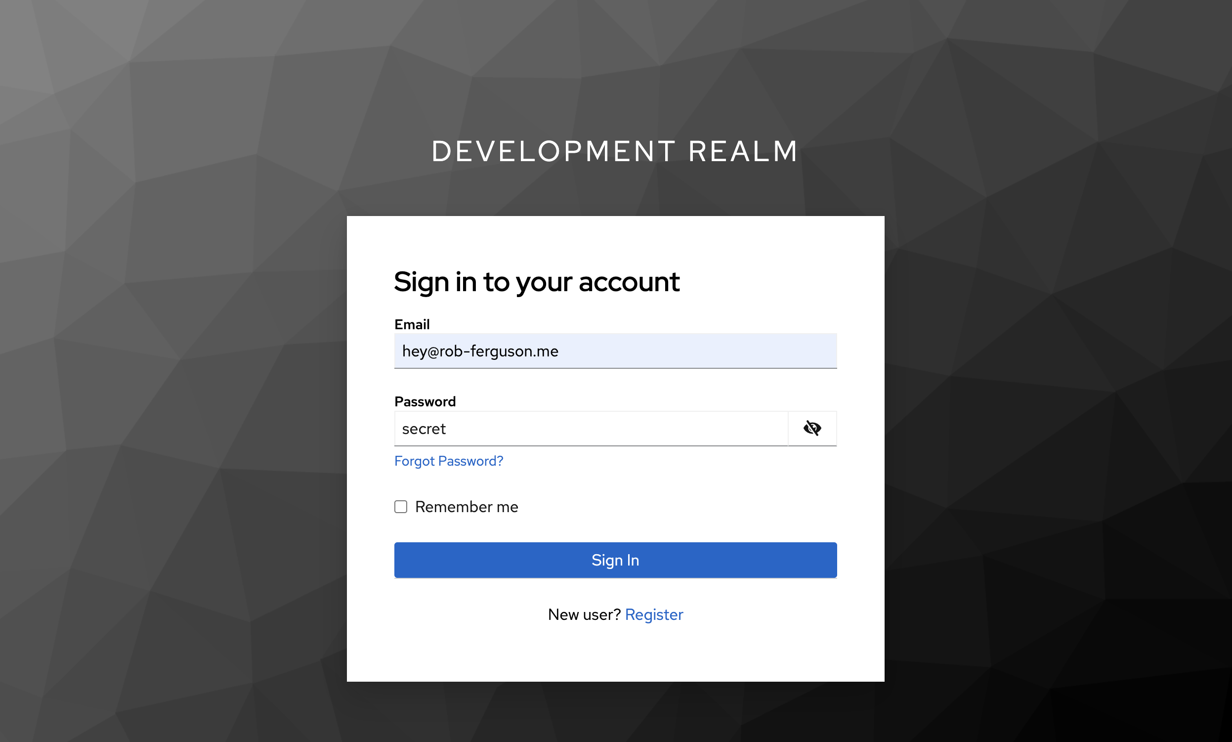 Keycloak Account Console Sign In