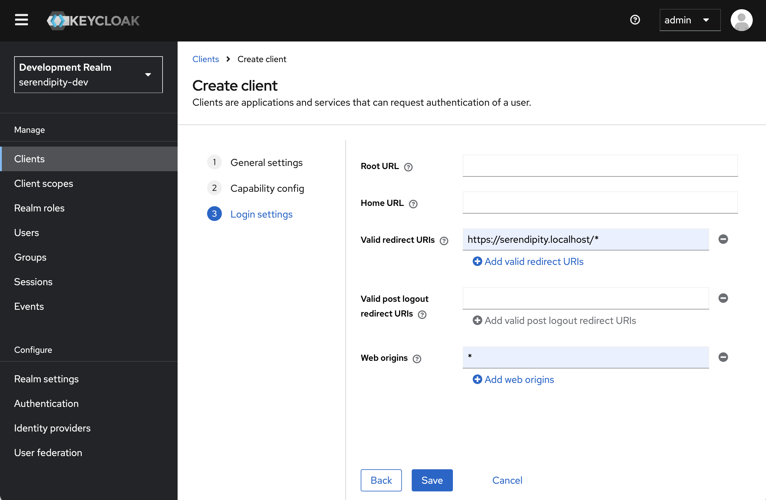 Keycloak Admin Console Create Client 3
